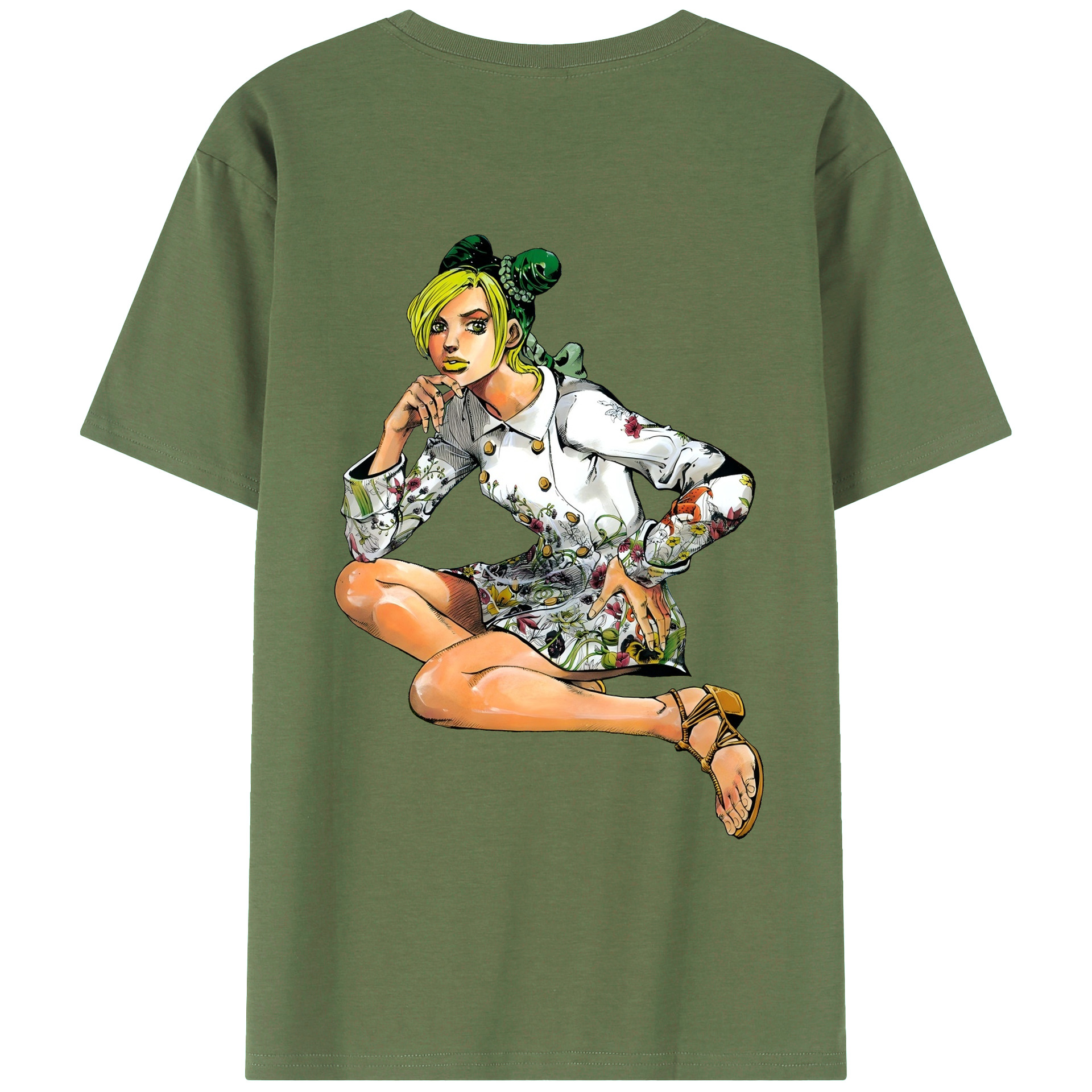 （画像用） "ジョジョの奇妙な冒険 くうじょう ジョリーン JoJo's Bizarre Adventure Jolyne Cujoh " 綿100％ メンズ半袖Tシャツ（バックプリント） 通気性
